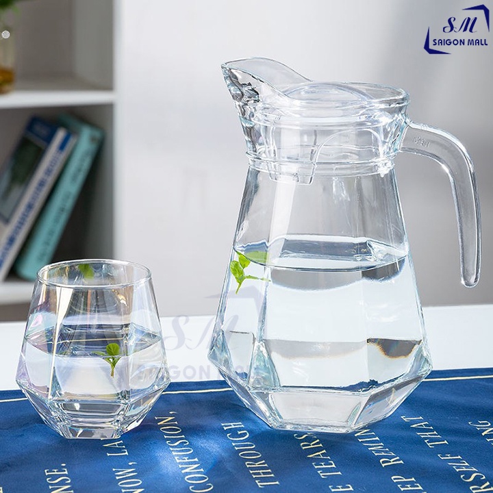 Bình rót nước thuỷ tinh cao cấp đáy góc cạnh dung tích 1.3 lít EH1028