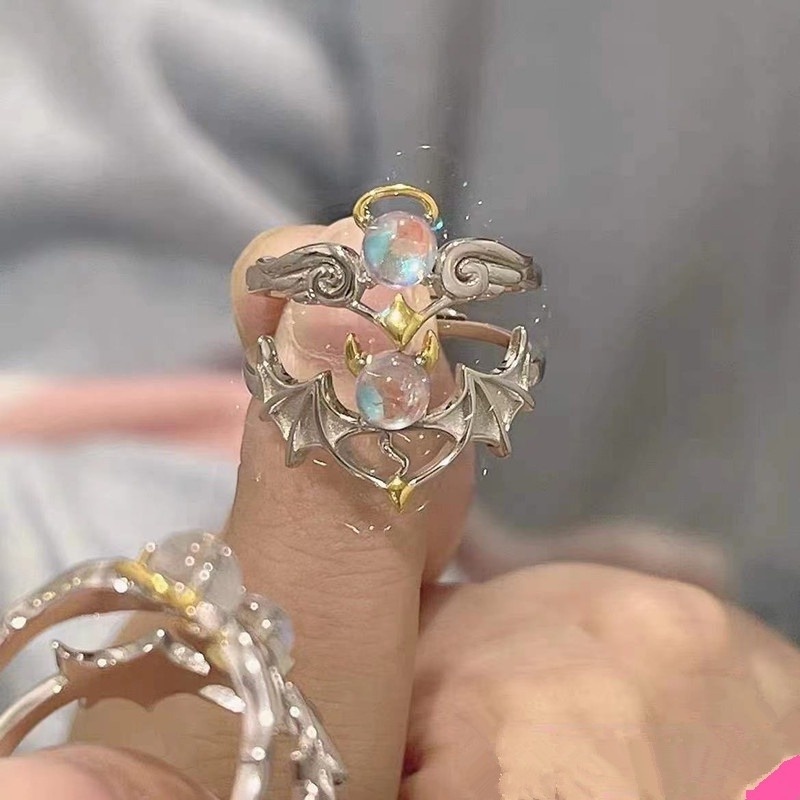 Nhẫn Hình Thiên Thần Đính Đá Opal Nhân Tạo Thời Trang Cho Nữ