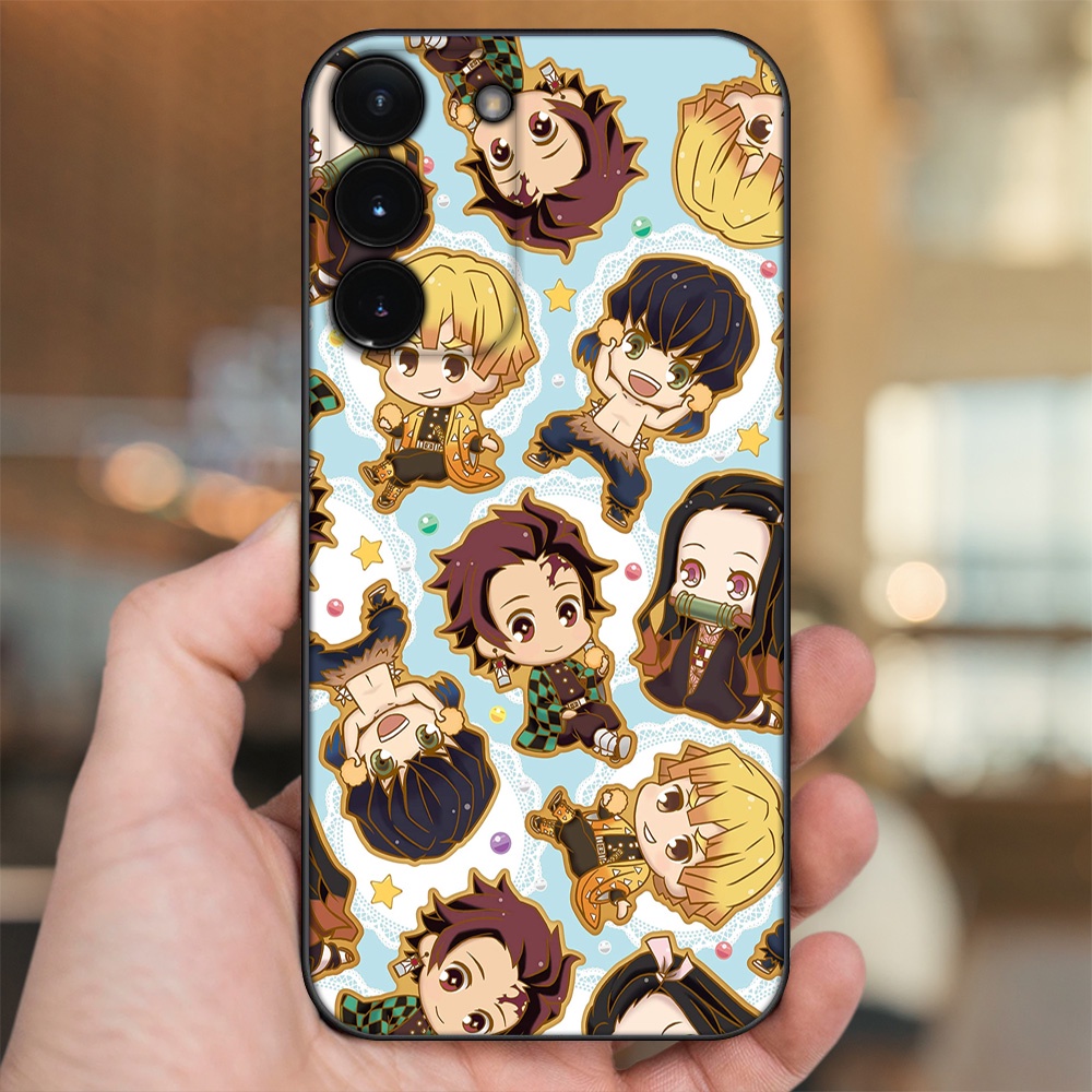 Ốp lưng Samsung S21, S21 Plus, S21 FE, S22, S22 Plus viền đen in hình Zenitsu Kimetsu no Yaiba