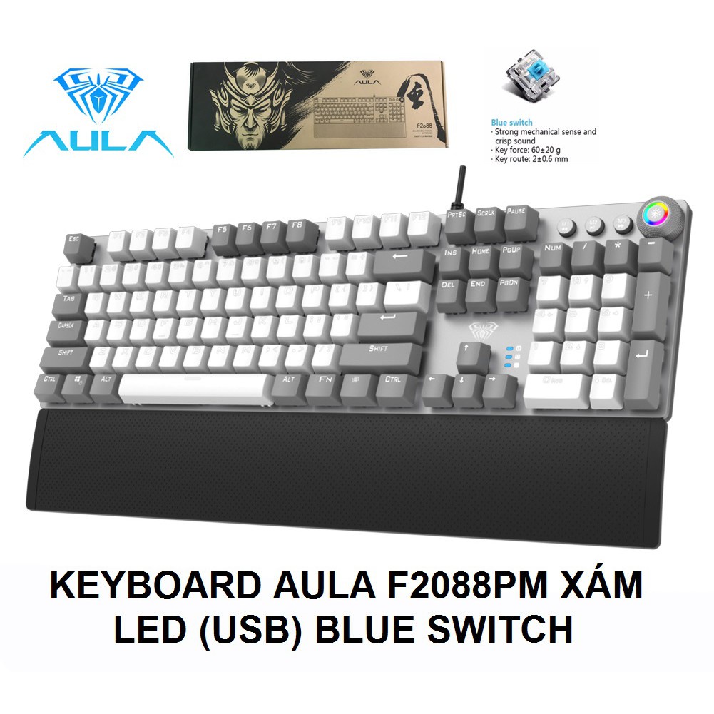 BÀN PHÍM GAMING CHO PC VÀ LAPTOP LED USB BLUE SWITCH HÃNG AULA F2088 F2058