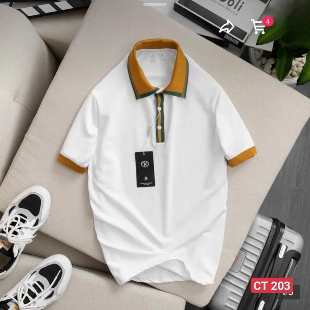 Áo Thun Nam Cổ Tròn - Áo Polo Nam Tay Ngắn Xanh Trắng  Mềm Mại, Dễ Chịu, Thoáng Mát CT203