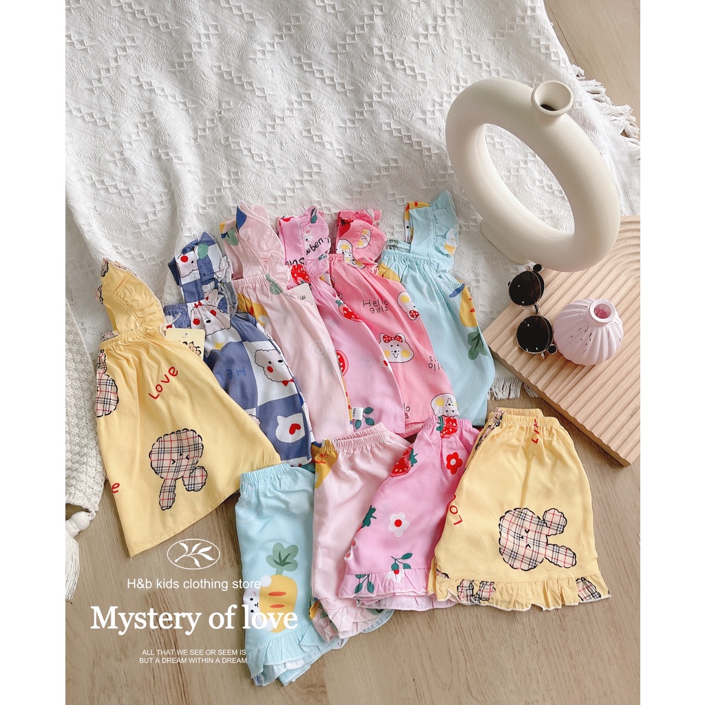 Đồ Bộ Tole Lanh 2 Dây Bé Gái 6-18kg Chất Mát Hoạ Tiêt Siêu Xinh, Đồ Bộ 2 Dây Cánh Tiên Mặc Nhà Cho Bé - AN.KID