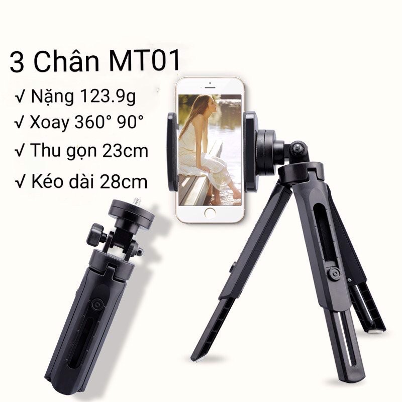 Chân Quay Chụp Ảnh 3 Chân Tripod Support Mini Cao Cấp Tặng Kèm Kẹp Điện Thoại