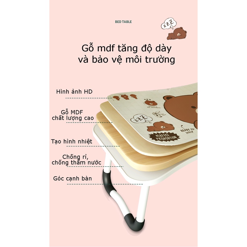 BÀN HỌC/LÀM VIỆC GẤP GỌN THÔNG MINH CÓ KHE CẮM MÁY TÍNH BẢNG, LY NƯỚC HÌNH GẤU BROWN/  THỎ CONY  DỄ THƯƠNG SIÊU TIỆN LỢI