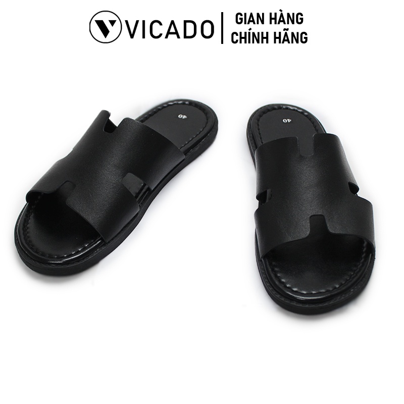 Dép nam quai ngang da bò cao cấp Vicado VD0006