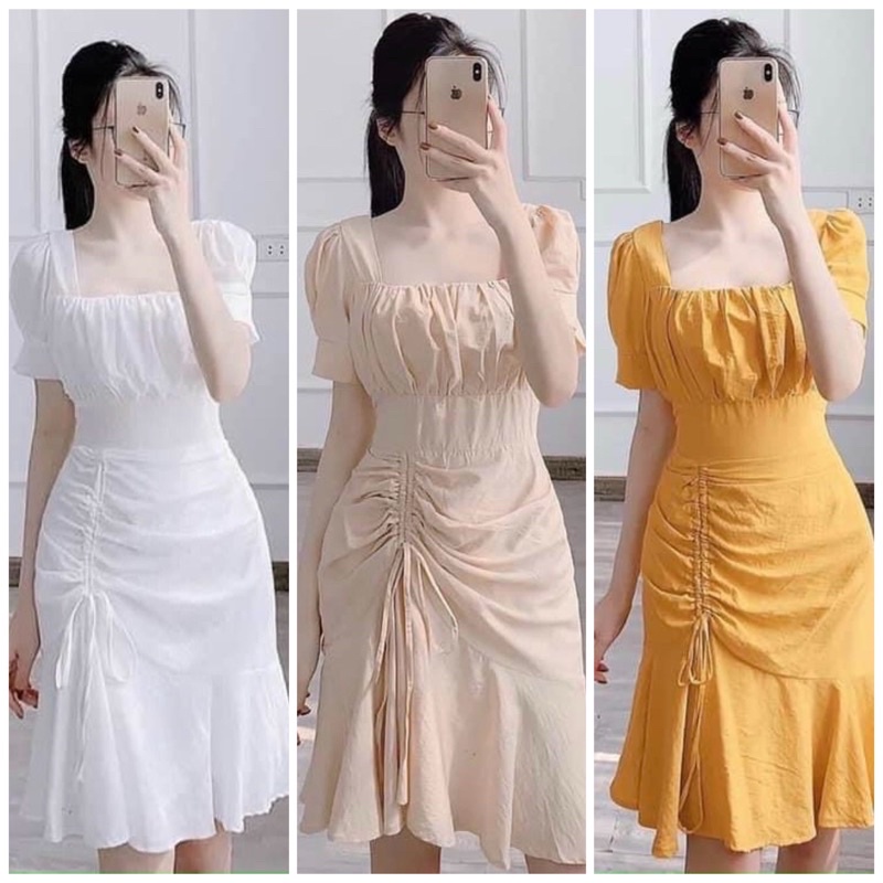 Đầm nhúng ngực tay ngắn 3 màu