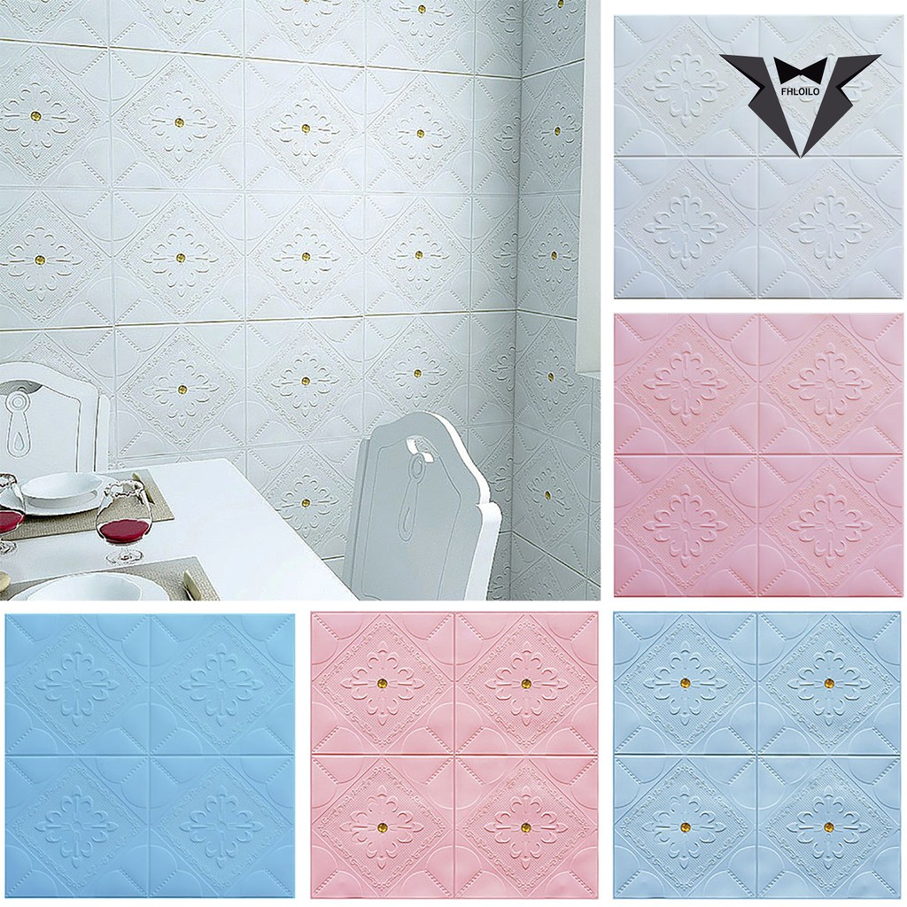 Fhloilo 3D Wall Panel Sticker Floral Decor for 