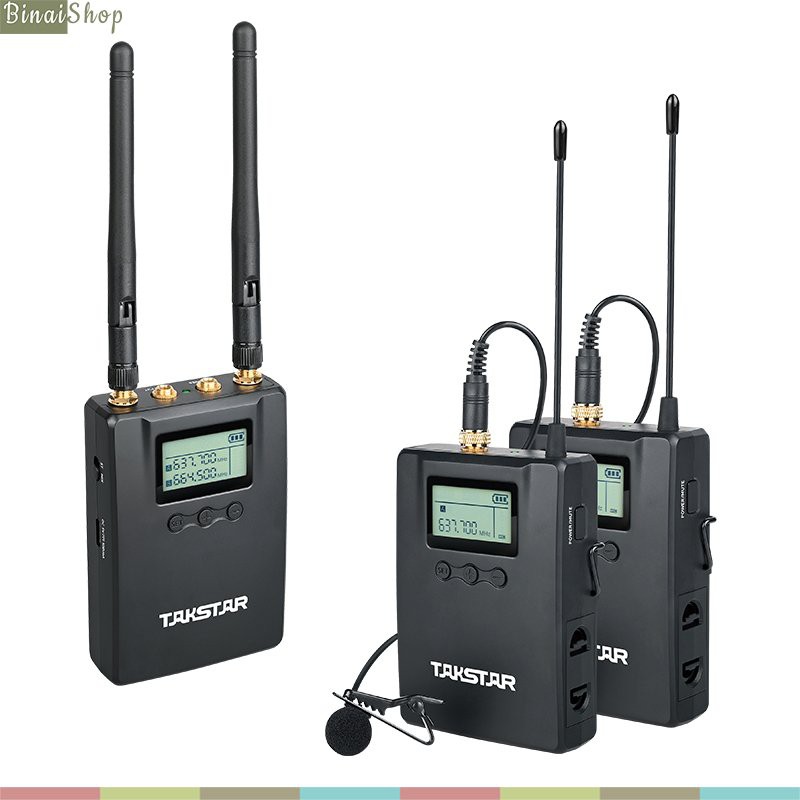 Takstar SGC-200W dual chane- Micro Thu Âm Không Dây Cho Máy Ảnh, Máy Quay, Điện Thoại, Có Low-Cut, Phạm Vi Hoạt Động 80m