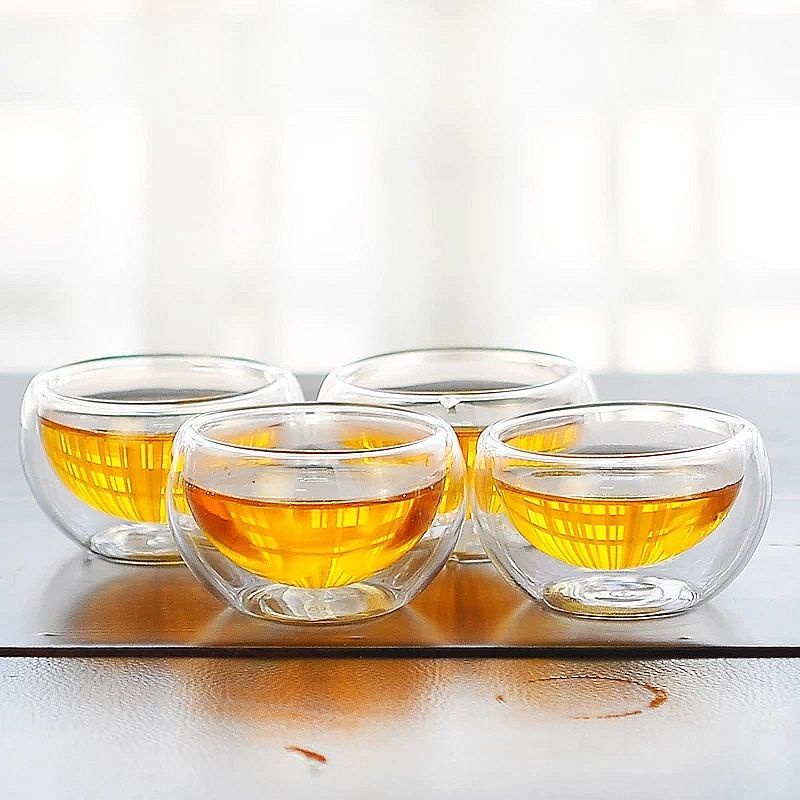 Bộ 6 Chén Thủy Tinh 2 lớp 50ML - 80ML Uống Trà