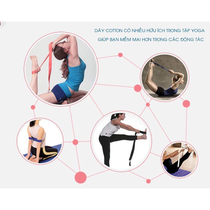 Dây Tập Yoga 3m Chất Liệu Cotton Bền Chắc Hỗ Trợ Tập Yoga Hiệu Quả