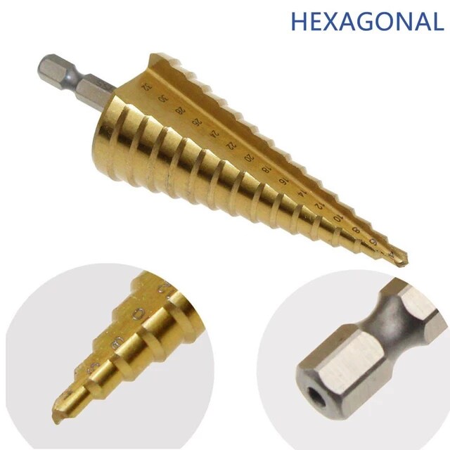 Bộ 3 mũi khoan bước tháp 4-12, 4-20, 4-32mm khoan sắt, thép, inox, nhôm, gỗ, nhựa