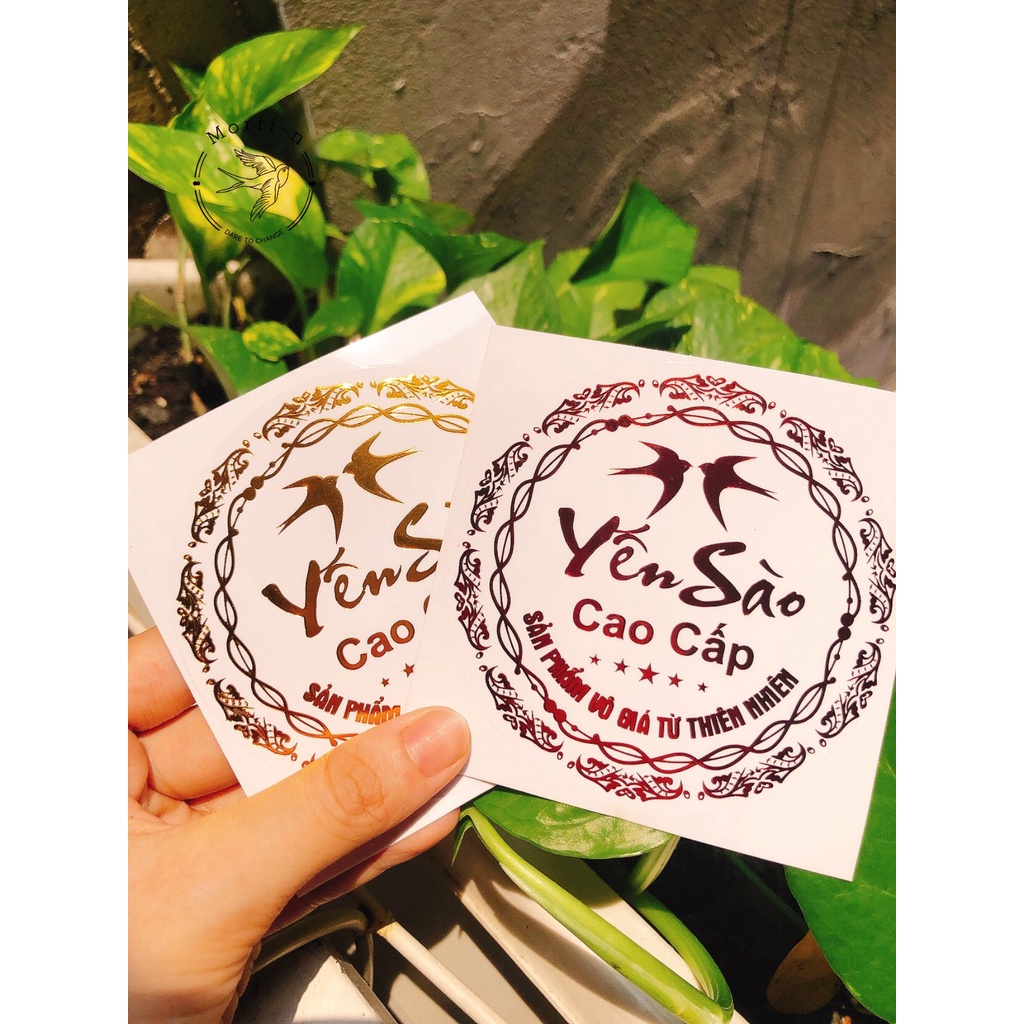 10 TEM DÁN HỘP ÉP KIM YẾN SÀO CAO CẤP 8.5CM
