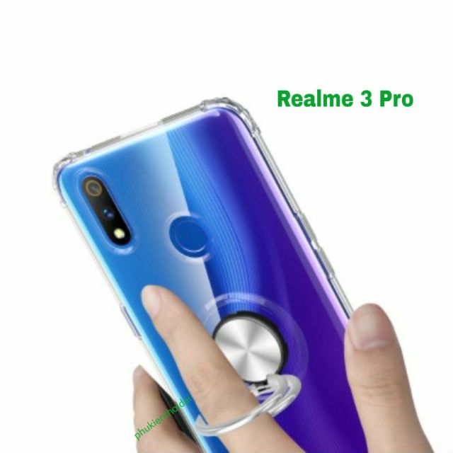 Ốp lưng Oppo Realme 3 Pro FREESHIP Từ 50k chống sốc giá đỡ Iring trong suốt