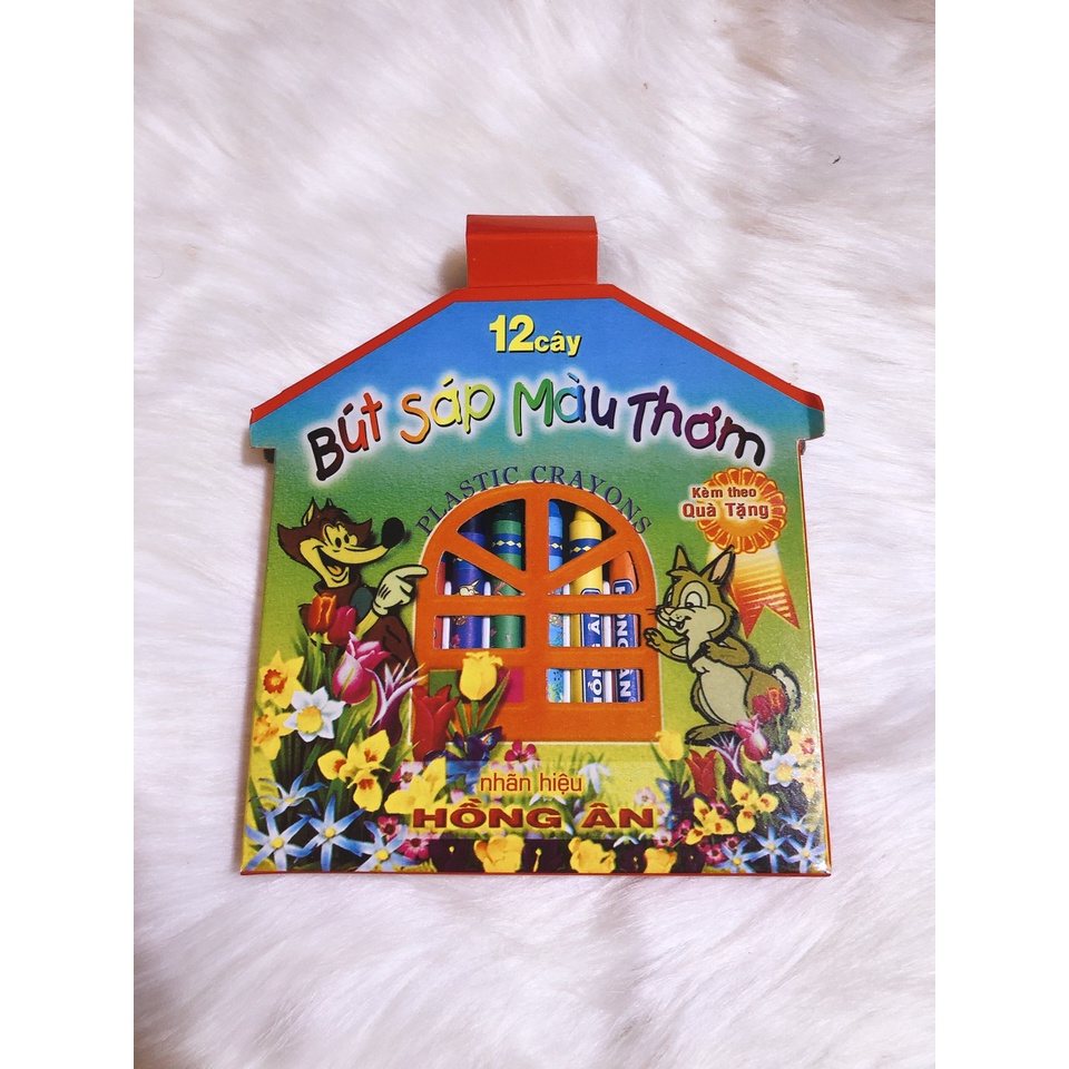 bút sáp màu thơm 1 bộ 12 cây màu kèm đồ chuốt   ( 1 hộp )