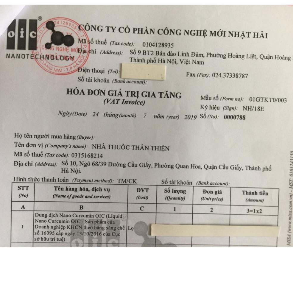 (Mẫu mới 2020) Nano Curcumin OIC – Viên nang hỗ trợ điều viêm loét dạ dày (Lọ 30 viên)