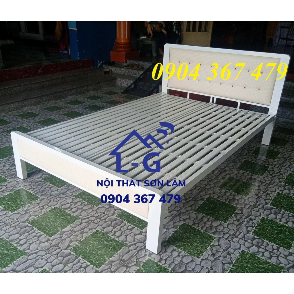 Giường sắt giường ngủ hộp vuông 4x8 bền đẹp chắc chắn hàng cao cấp