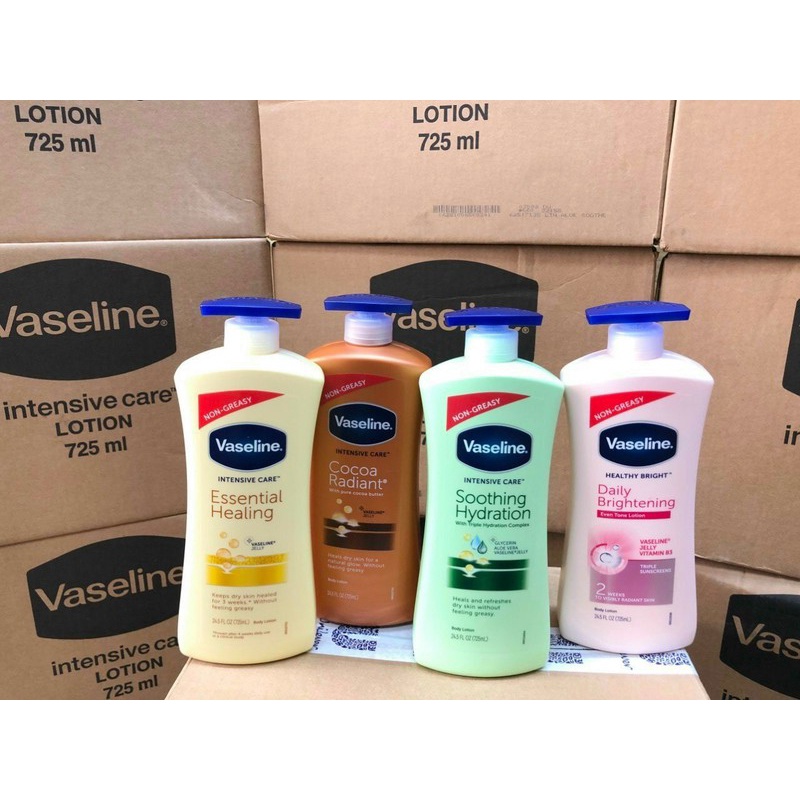 Dưỡng Thể Vaseline Trắng Da Ngày Đêm Bản Mỹ - Thái Các Loại