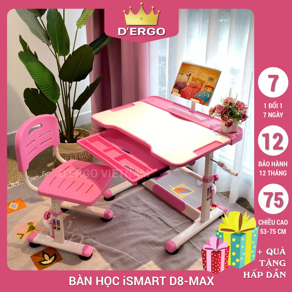 [Chính Hãng D'Ergo] Bộ Bàn Học Thông Minh Chống Gù Chống Cận iSmart D8-Max