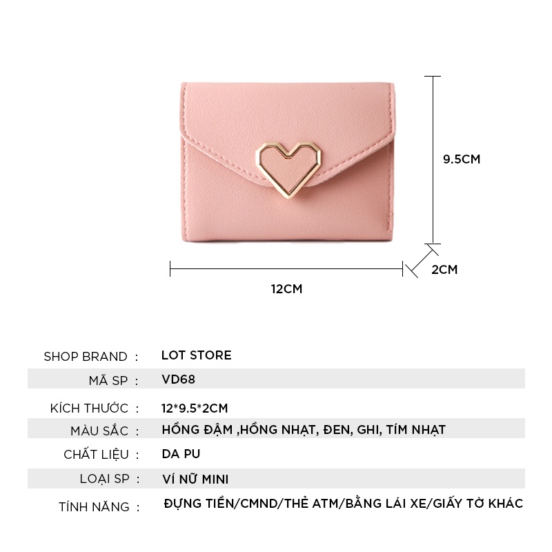 [SIÊU HOT] Ví nữ ngắn đẹp cầm tay mini nhỏ gọn bỏ túi nhiều ngăn dễ thương -Danfashion