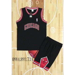 Bộ bóng rổ Chicago Bull đen (Vải mè gai)
