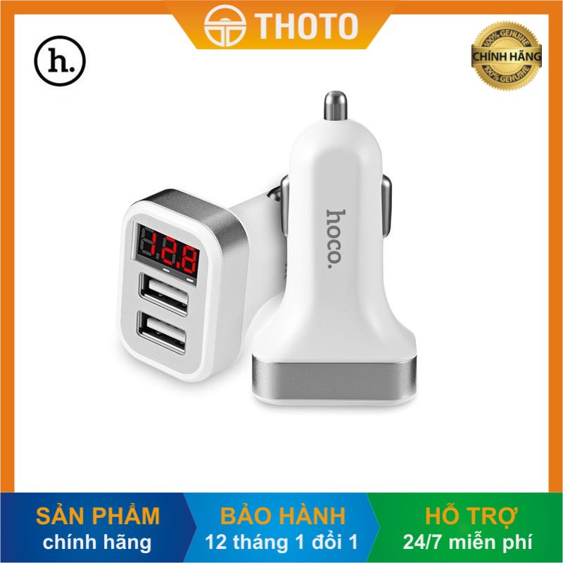 [Thoto Shop] Tẩu sạc nhanh điện thoại trên ô tô HOCO Z3 | màn LED | 2 cổng USB - hàng chính hãng