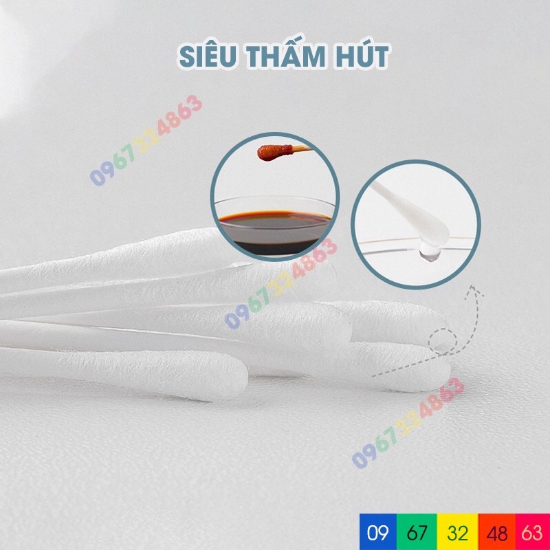 Hộp tăm bông trẻ em đầu nhỏ 200 que vệ snh tai, mũi, rỉ mắt cho trẻ nhỏ.