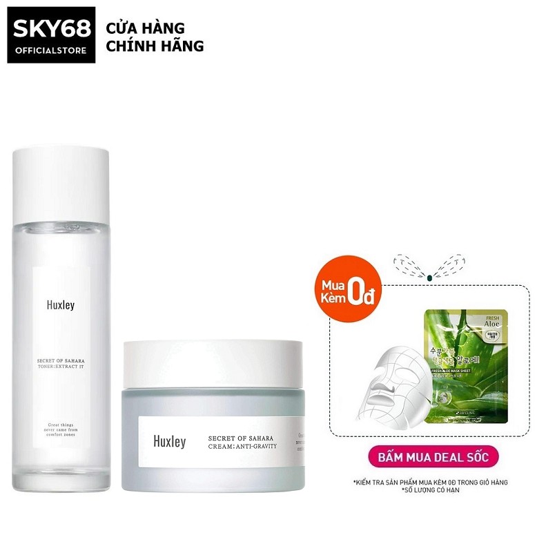 Combo Cấp Ẳm, Làm Dịu Da Chiết Xuất Xương Rồng Huxley Secret Of Sahara ( Toner 120ml + Kem Anti-Gravity 50ml )