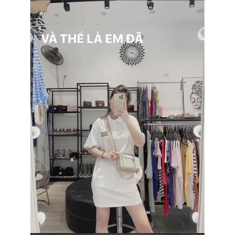 TH-VÁY POLO CỔ BẺ XANH TRẮNG CHO NỮ
