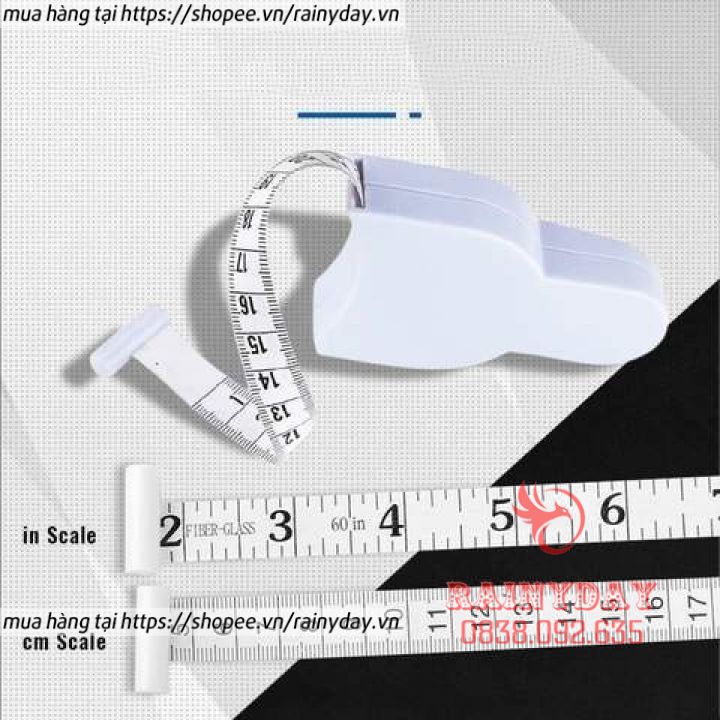 Thước dây đo eo vòng bụng, thước đo eo 3 vòng may quần áo đo chiều cao cơ thể tự động cuộn 1.5 mét