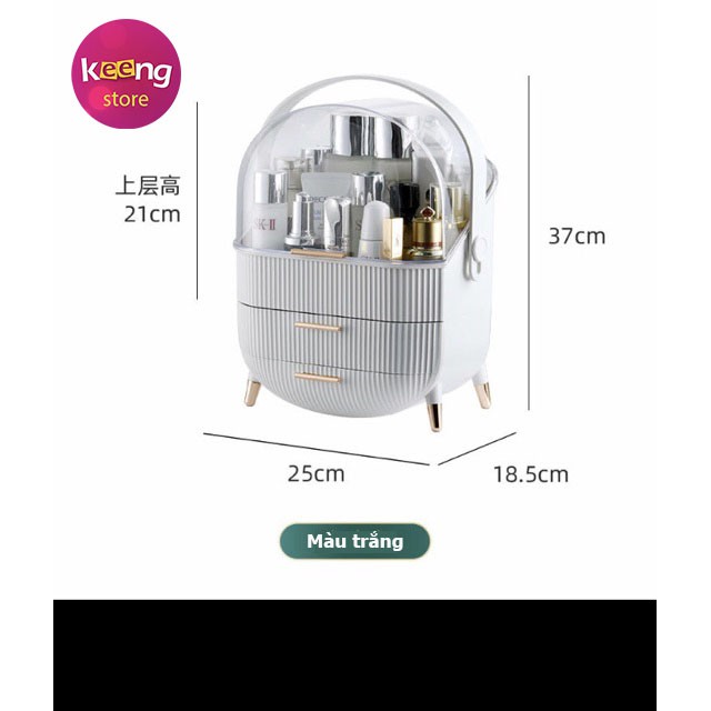 Kệ mỹ phẩm để bàn trang điểm KEENGSTORE chống bụi chống nước phong cách Bắc Âu xanh lục bảo KMPXLB