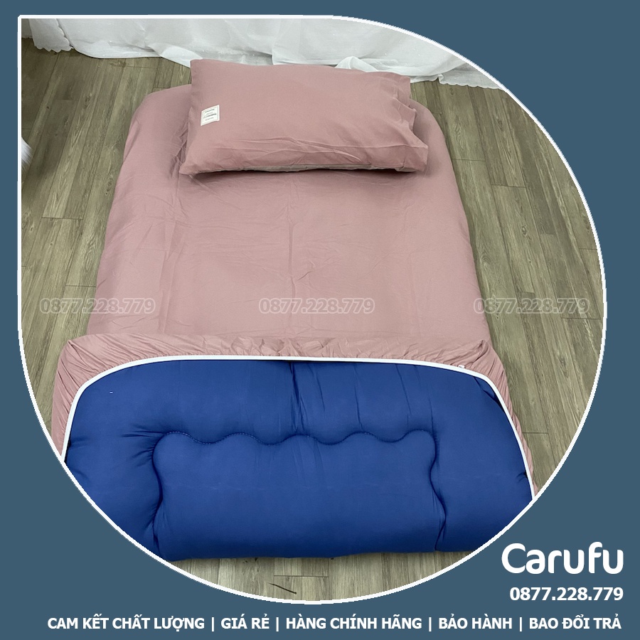 Ga nệm topper 1m2 x 2m Cotton Tici bo chun Mát lạnh giặt máy thoải mái | Carufu