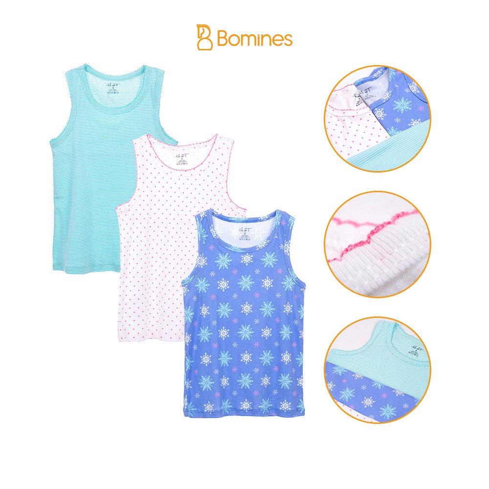 Set 3 áo ba lỗ hè bé gái BOMINES vải cotton xuất khẩu