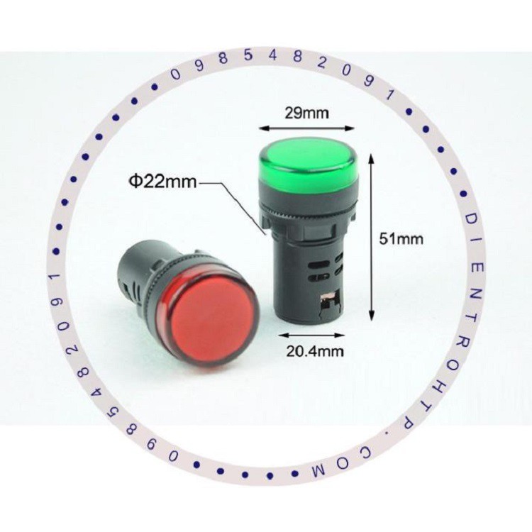 [Đơn tối thiểu 30k] Đèn báo pha phi 22 - led báo pha tủ điện điện áp 220VAC/ 24VDC