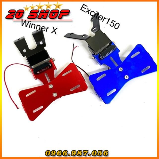 Pát gập biển số xe máy có đèn Shark Power gắn Exciter,Winner...