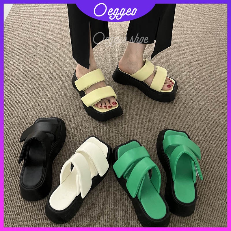 Oeggeo shop Dép Quai Dán Đế Dày Nâng Chiều Cao Cho Nữ