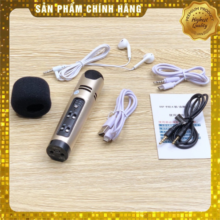 Micro C16 Bluetooth Hát Karaoke Livestream 3in1 [Loại 1, đủ phụ kiện, tiếng vang to, rõ đủ 6 chế độ âm thanh]