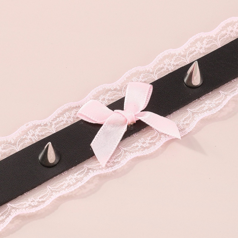 Vòng Cổ Choker Da Phối Ren Phong Cách Harajuku