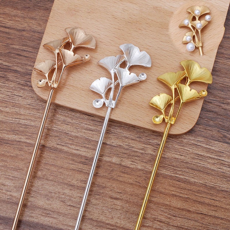 1 cán trâm lá ngân hạnh 145mm - nguyên liệu làm trâm, làm trang sức