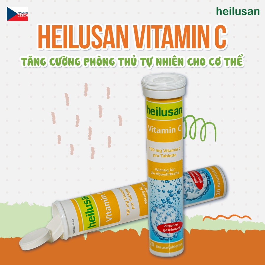 Viên Sủi Bổ Sung Vitamin C Heilusan Vitamin C Giúp Tăng Đề Kháng Cho Cơ Thể tub 20 viên