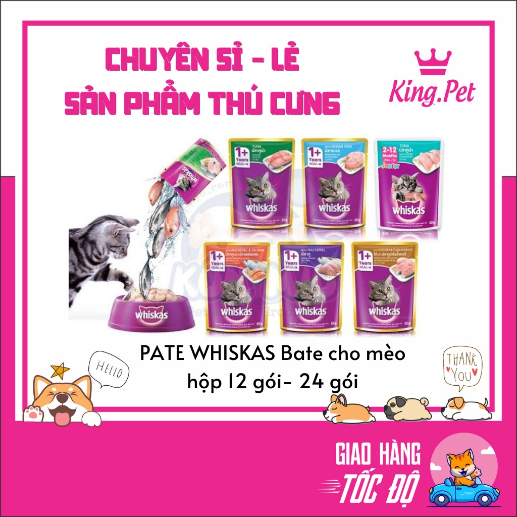 PATE WHISKAS Bate cho mèo hộp 12 gói- 24 gói