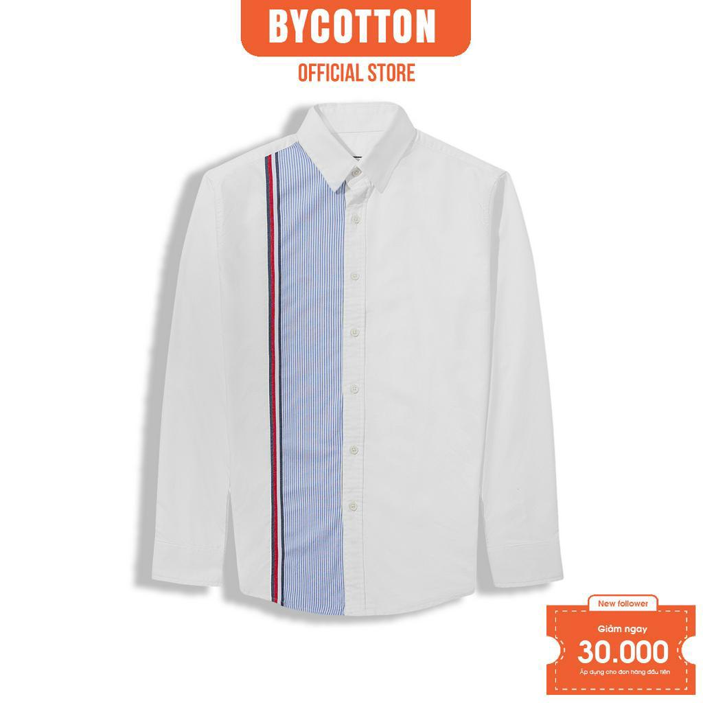 Áo Sơ Mi Nam Dài Tay Phối Sọc BY COTTON Oxford Stripes Mix Tape Shirt