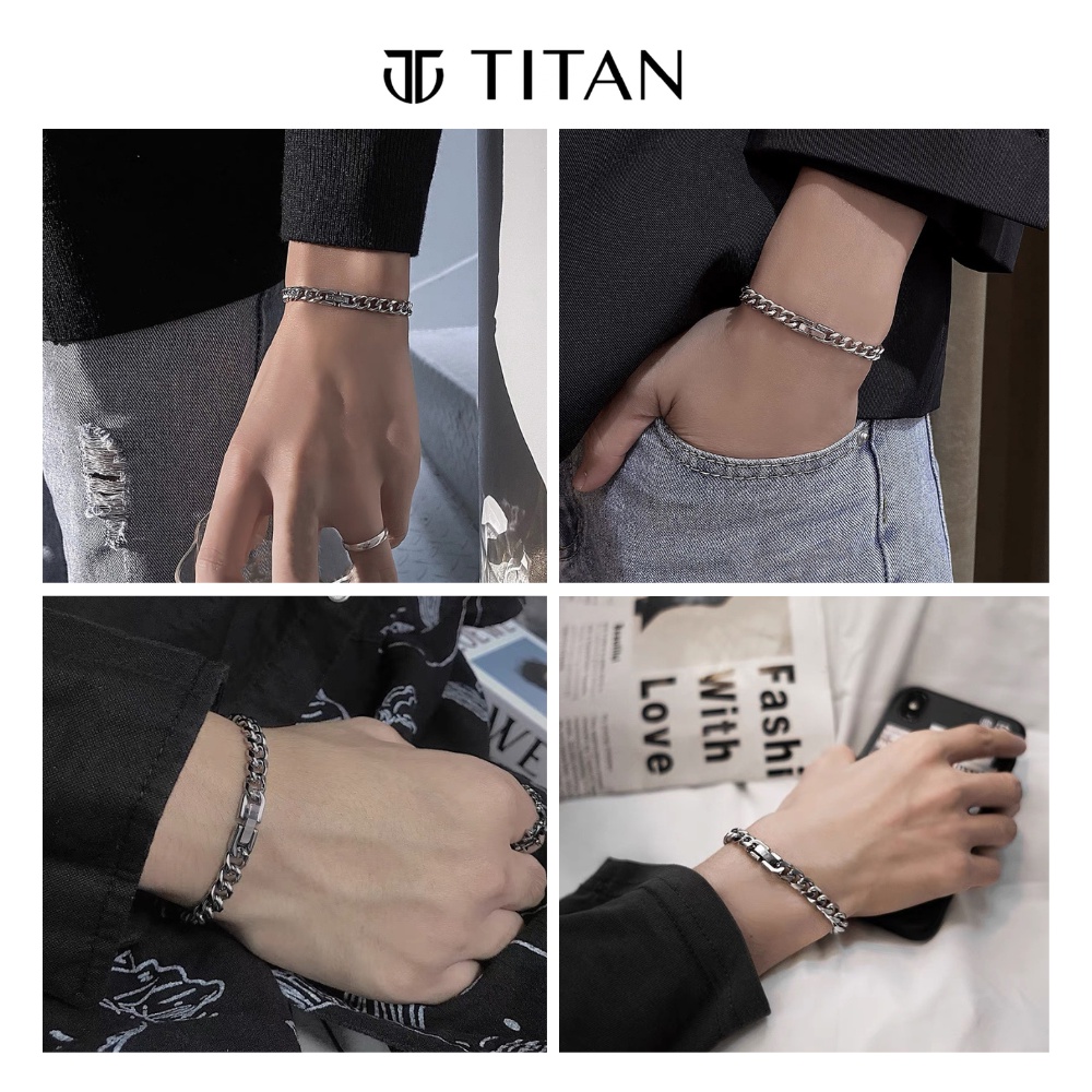 Lắc tay nam nữ unisex chốt khóa bấm, vòng tay vòng cổ cực chất cuban bracelet cá tính, màu bạc 925 không gỉ TITAN Shop