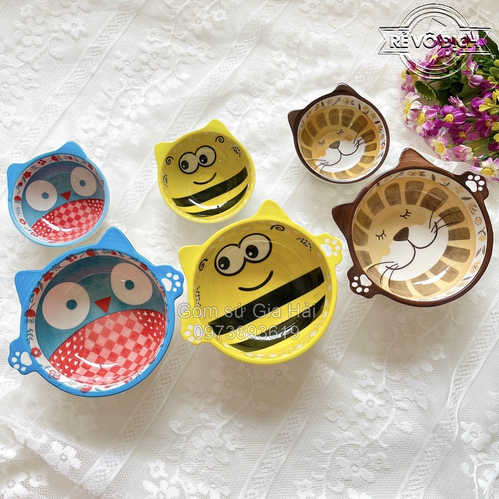 Bộ Chén Dĩa Sứ Bát Ăn Cơm Đĩa Sứ Dễ Thương Cute Bát, Bát dặm decor cực đẹp cho bé