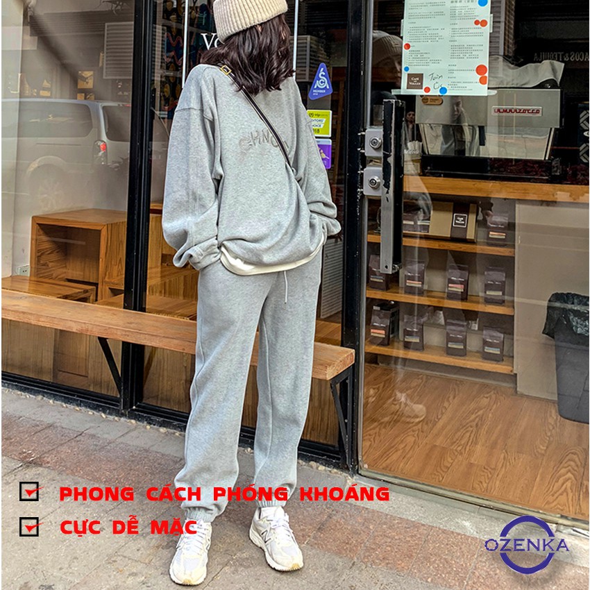 Quần jogger nữ dài ống rộng cạp cao bo gấu túi khóa chất nỉ dày mềm mịn không xù không nhăn phong cách thể thao JG451 | BigBuy360 - bigbuy360.vn