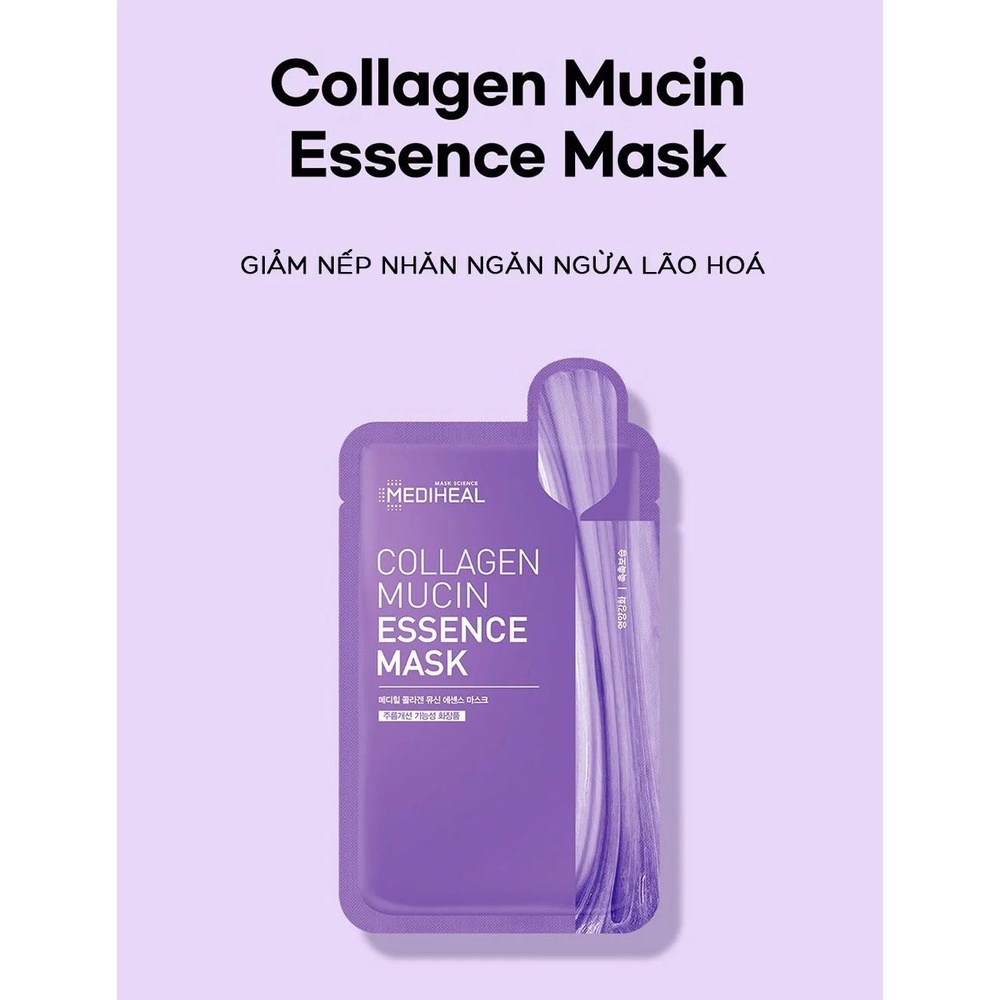 Mặt Nạ Cấp Ẩm, Giúp Ngăn Lão Hoá Da Mediheal Essence Mask 20ml - Collagen Mucin