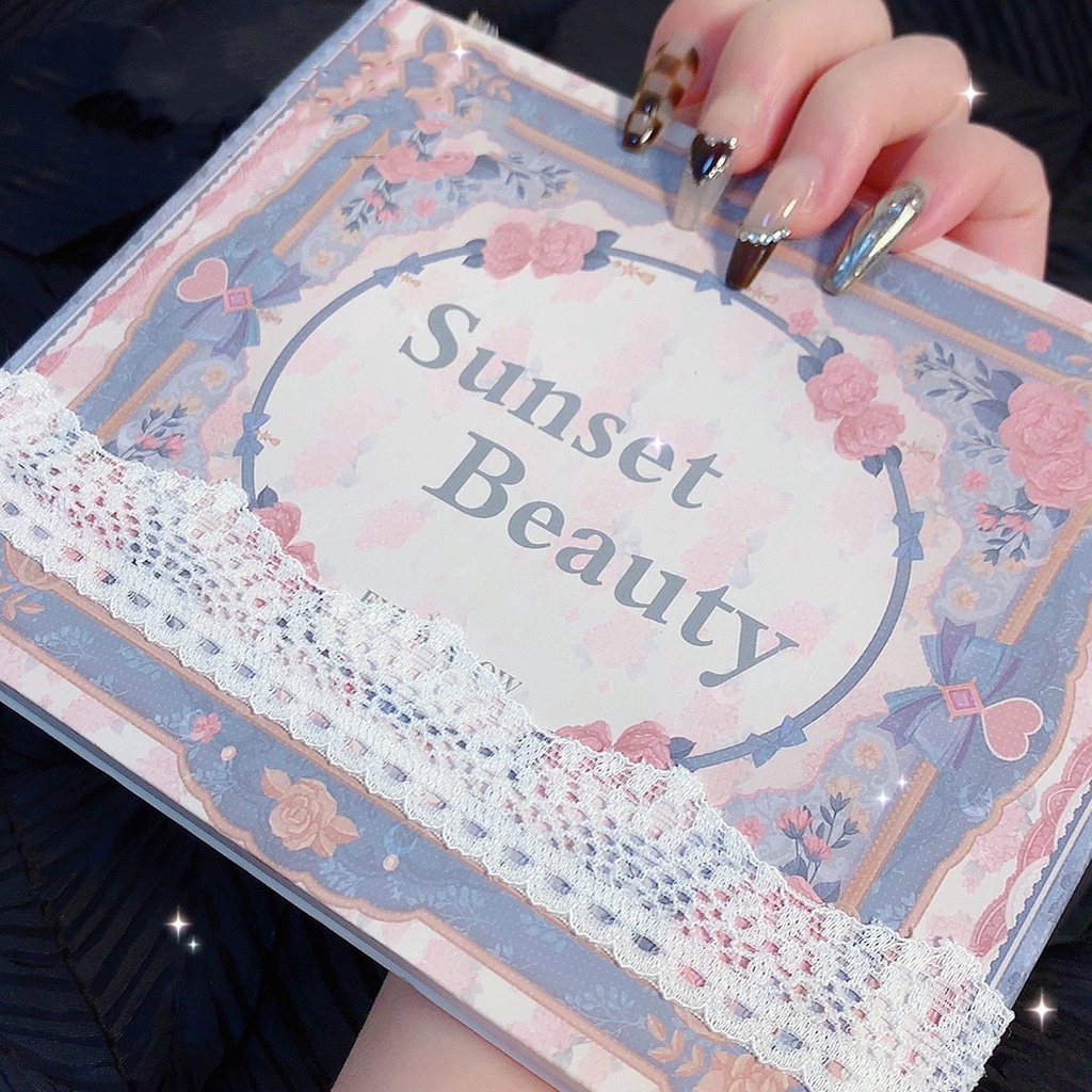 Bảng Phấn Mắt Sunset BEAUTY 15 Màu Hiệu Ứng Lì Nhũ Ánh Kim Mịn Kèm Cọ Gương