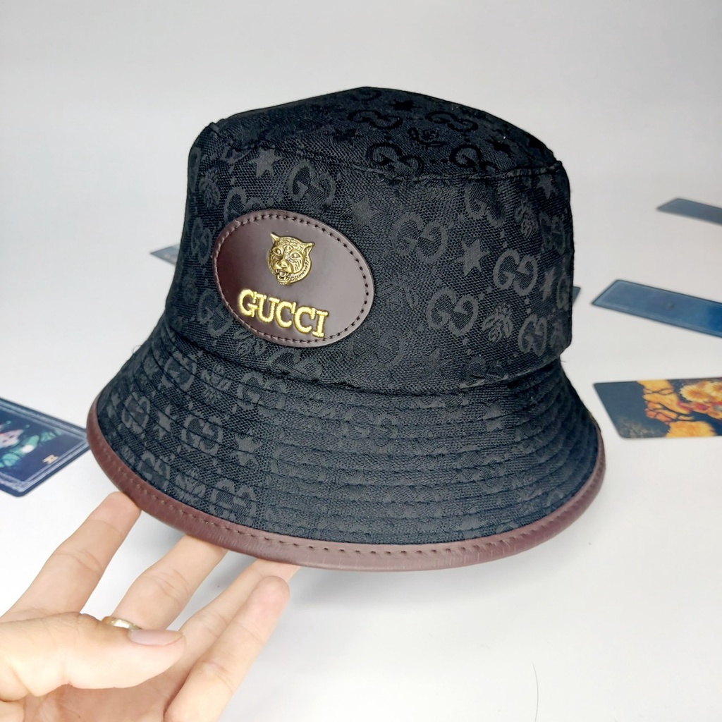 Mũ bucket vành tròn , logo da nổi hổ sắt chất liệu đồng họa tiết cực đẹp