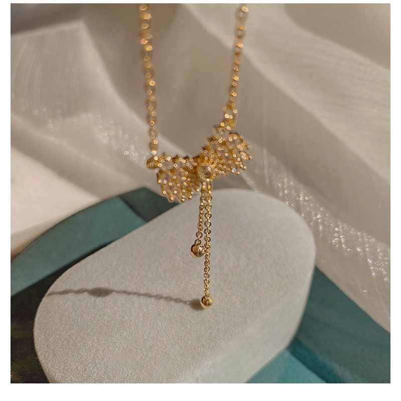 Vòng Cổ Nơ Bằng Thép Titan Đính Đá Zircon Kiểu Hàn Quốc Cá Tính Lãng Mạn Cho Nữ