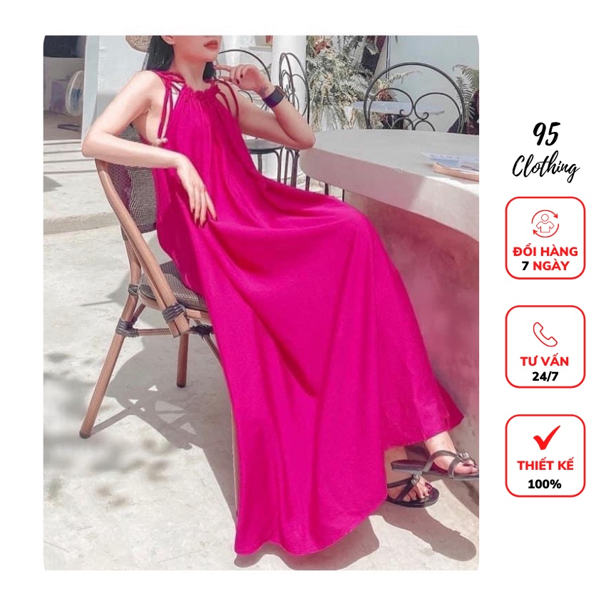 [Hàng Loại 1] Đầm maxi cổ yếm buộc nơ xinh xắn | BigBuy360 - bigbuy360.vn