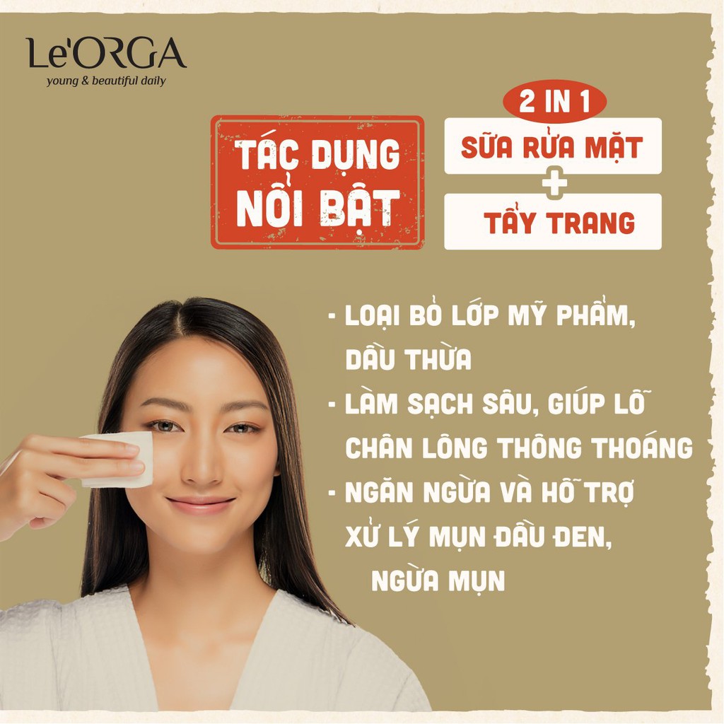 Tẩy Trang Bọt Tuyết Le'Orga - 2 in 1 Nước Làm Sạch Và ngừa mụn Cho Da Dầu, Da Mụn, Da Nhạy Cảm 100ml | BigBuy360 - bigbuy360.vn